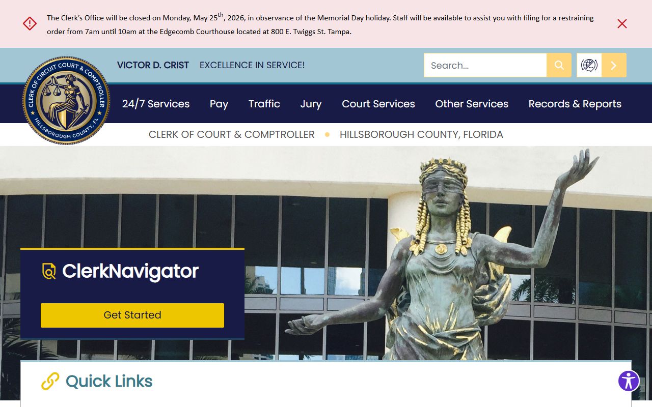 Hillsborough County clerk homepage court records