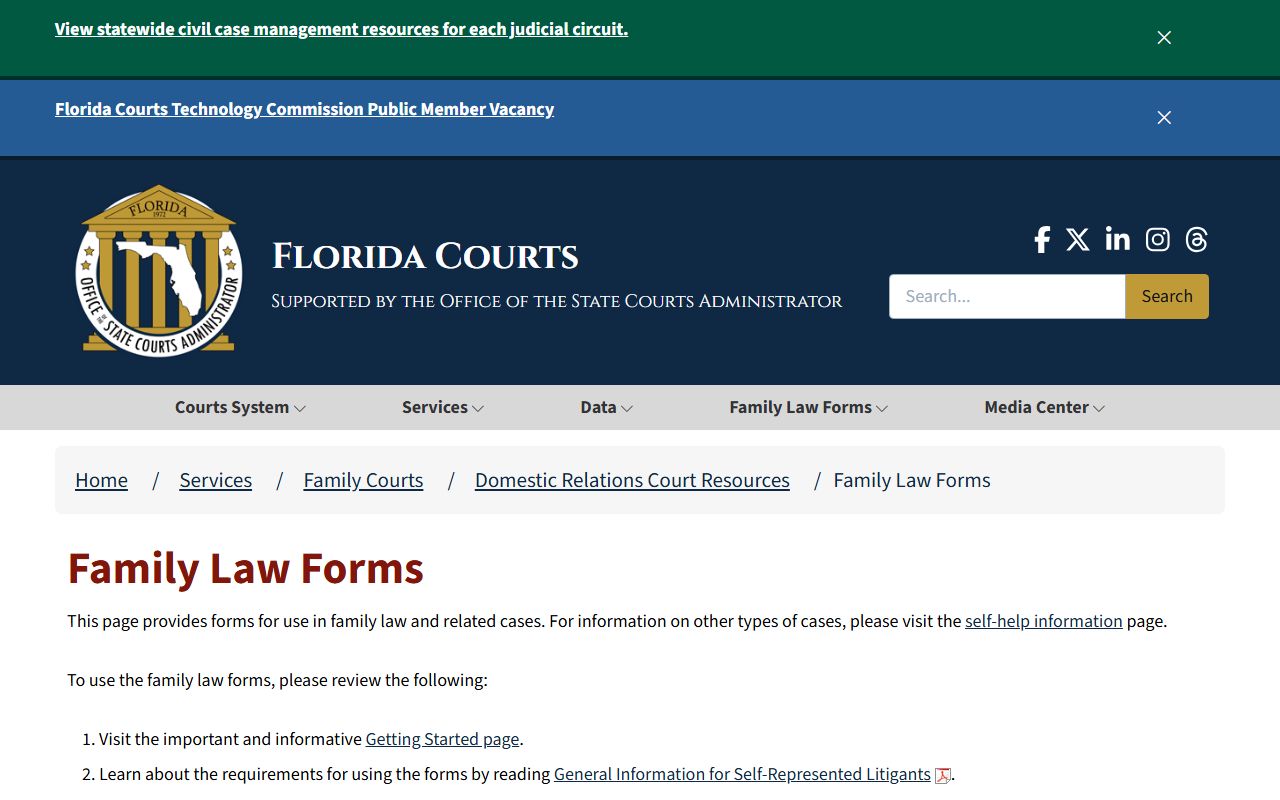 Hillsborough County Circuit Court Florida Courts family law forms library