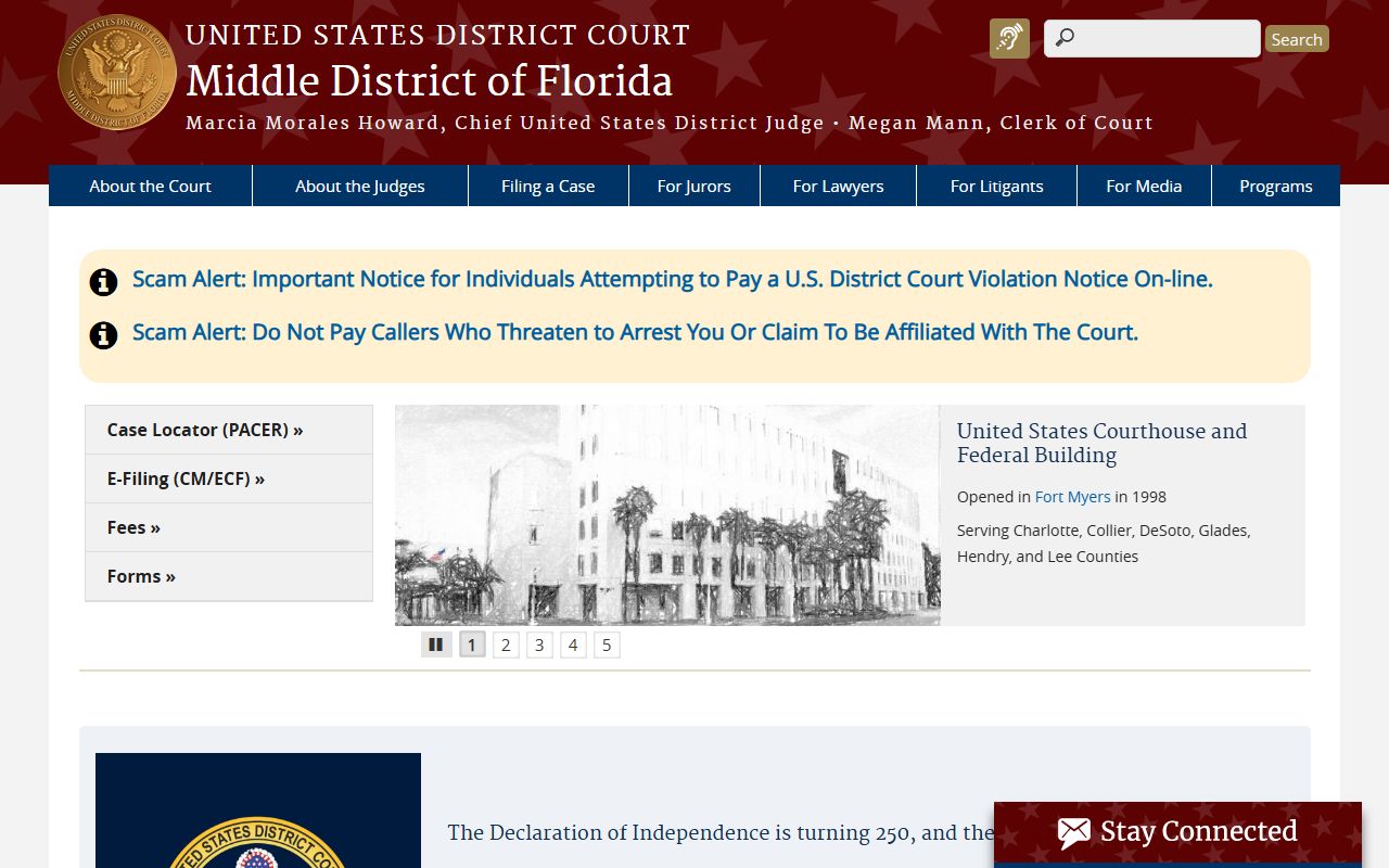 Middle District of Florida court dockets and Hillsborough County federal calendar