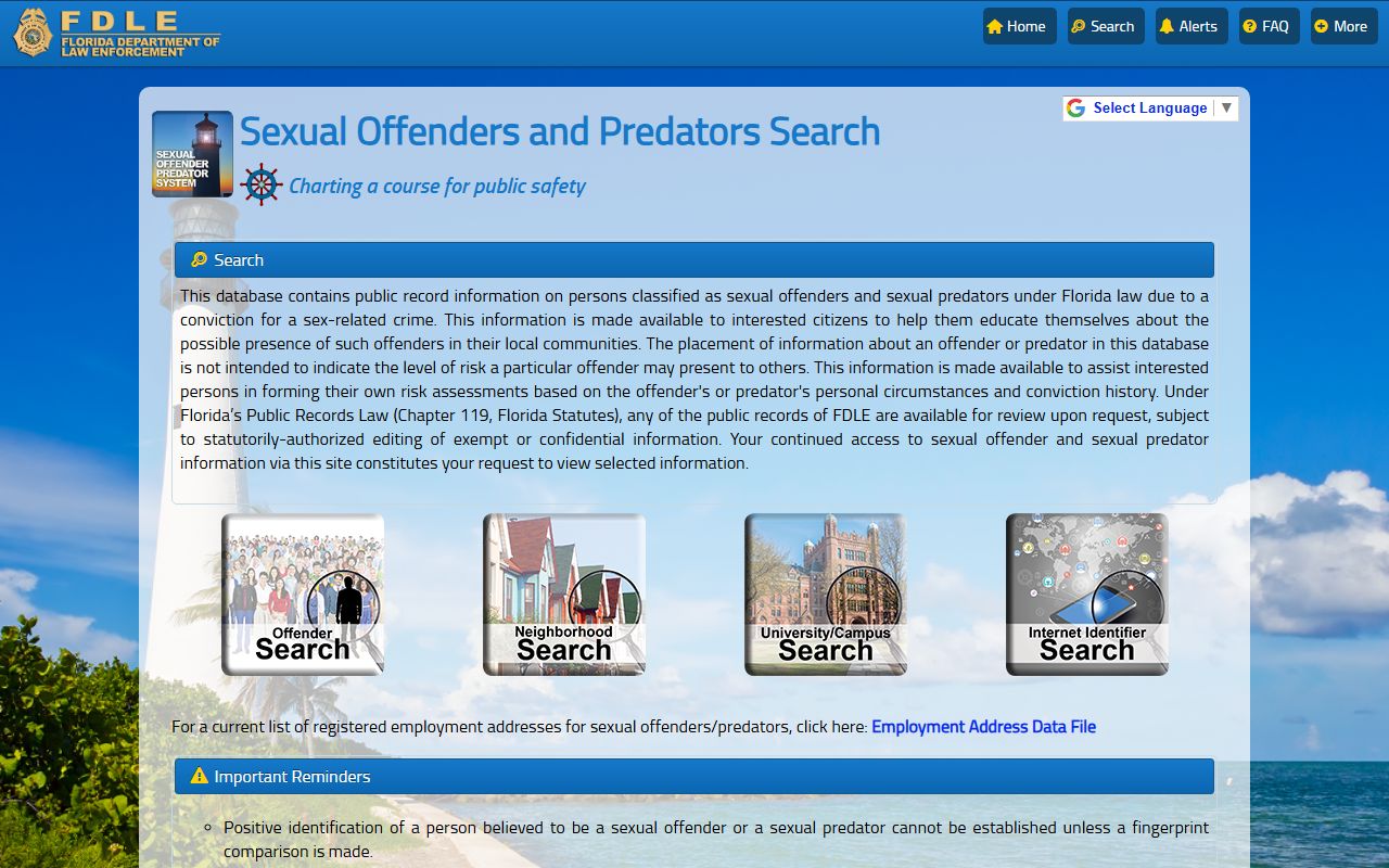 Hillsborough County criminal records FDLE sex offender registry search