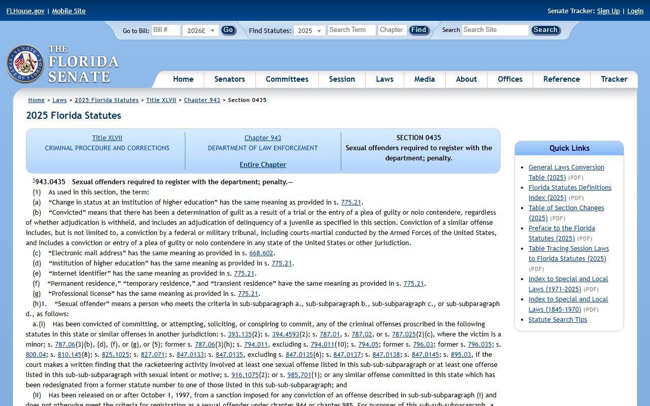 Hillsborough County criminal records sexual offender registration statute
