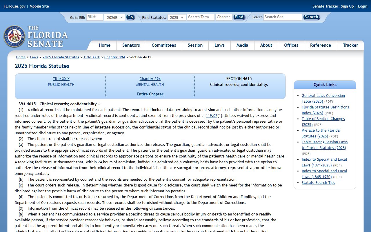 Hillsborough County probate records mental health confidentiality statute on Florida Senate site
