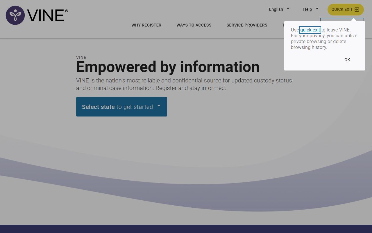 VINELink custody notification search for Hillsborough County released inmates